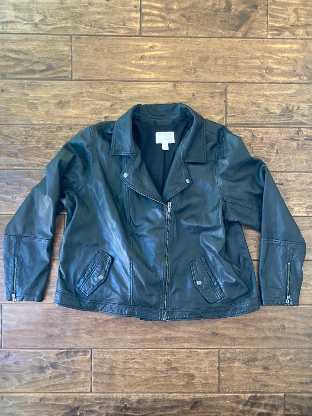Caslon Leather Moto Jacket Womens Size 3XL Black Zipper Biker Indie Sleaze